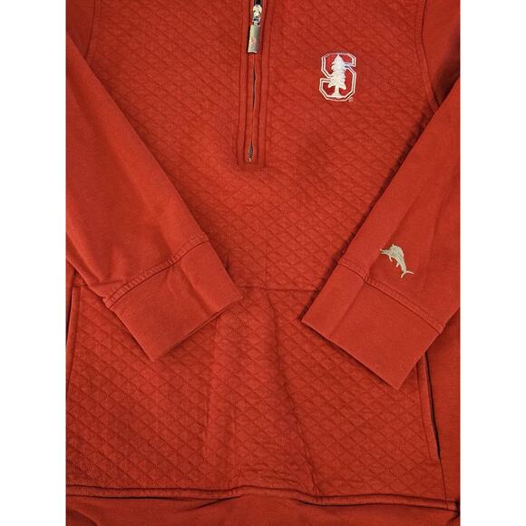 Tommy Bahama Stanford Cardinal Men’s Medium Red 1/4 Zip Pullover Sweater - Picture 2 of 6